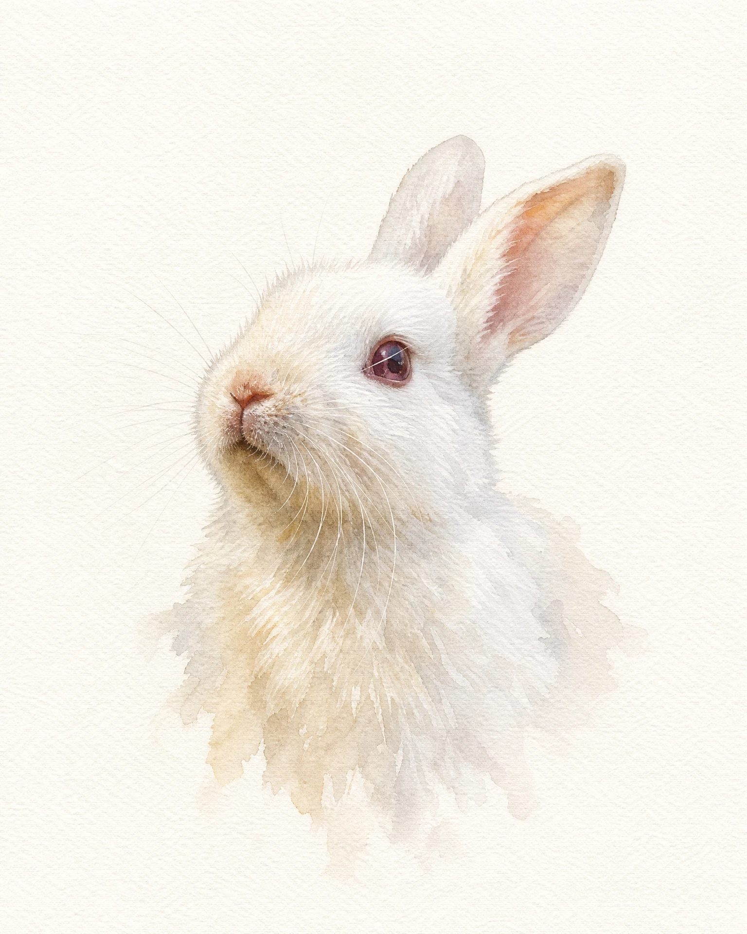 White rabbit in Soft Watercolour — rendered artwork