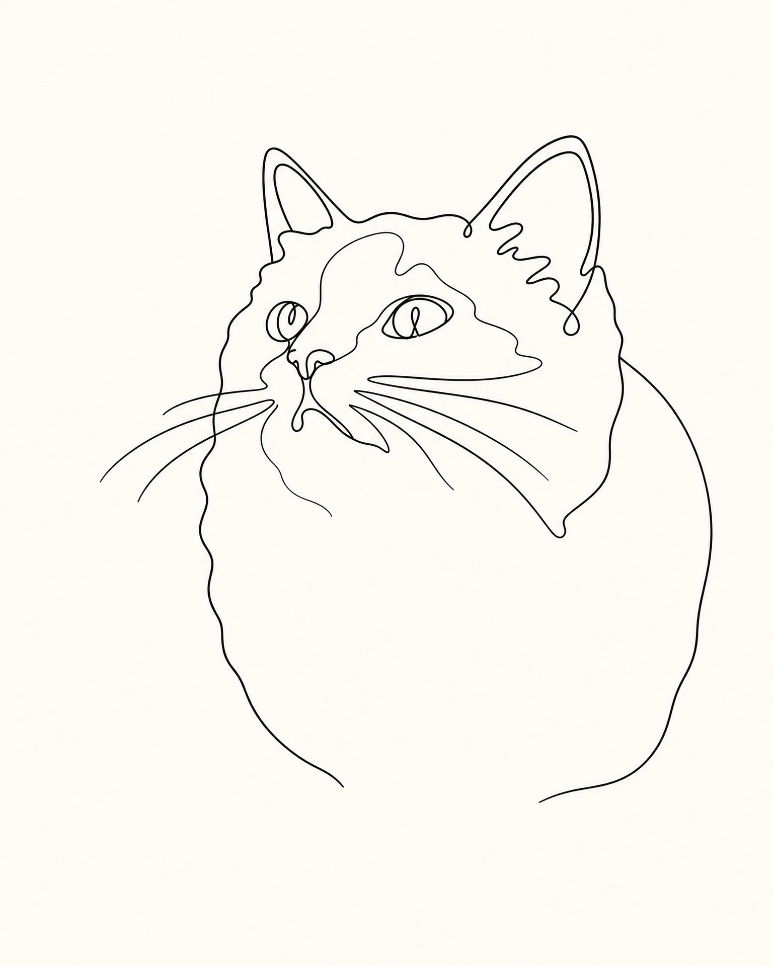 Siamese cat in Single Line — rendered artwork